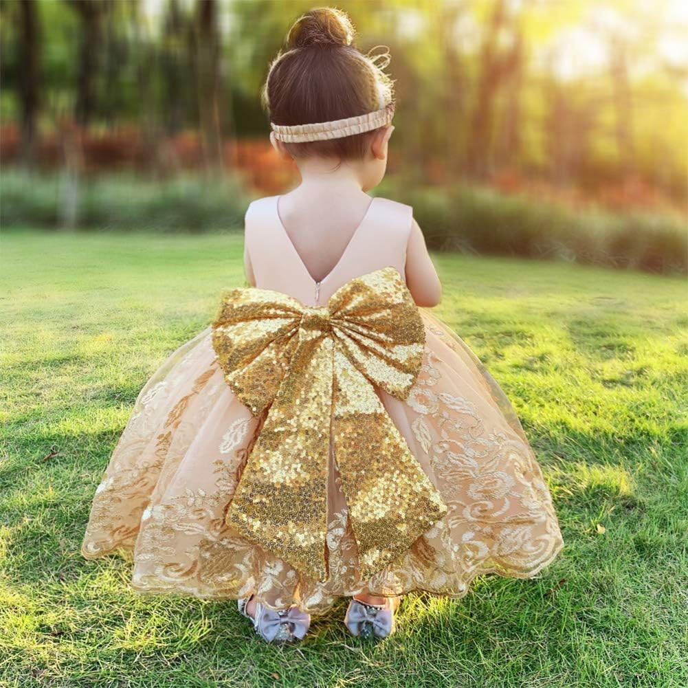 FYMNSI Baby Mädchen Geburtstag Partykleid Taufkleid Rückenfrei Stickerei Ärmellos Abendkleid Formal