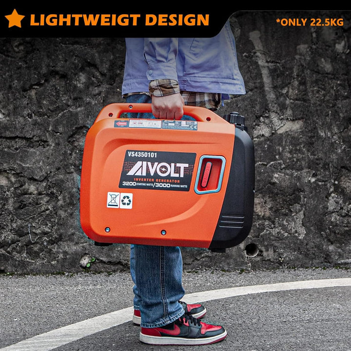 AIVOLT Inverter Stromerzeuger 3200 Watt Stromgenerator Notstromaggregat Benzin leise Stromaggregat f