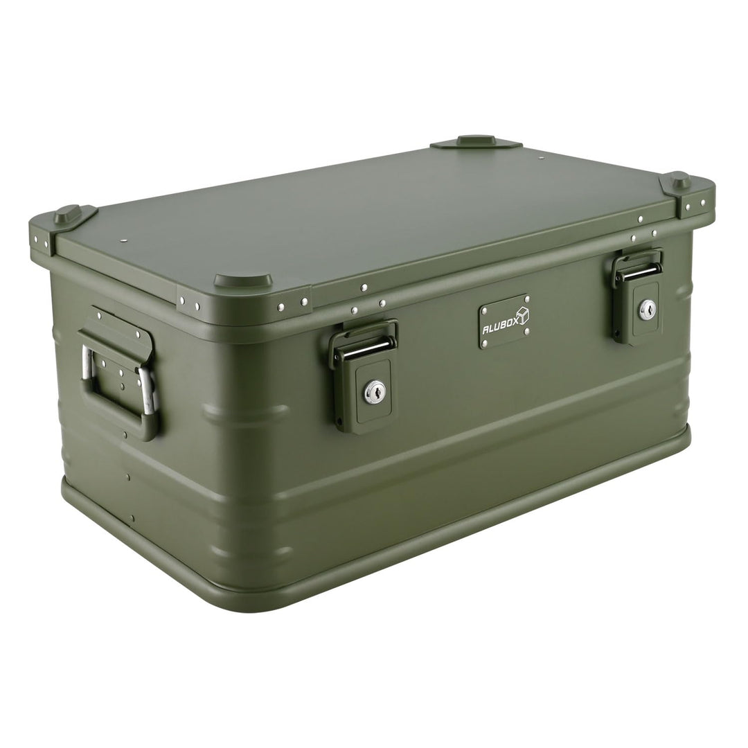 Alubox Alukiste abschliessbar E47G OLIVGRÜN - Premium Lagerbox 47 Liter - Materialstärke 1mm - Decke