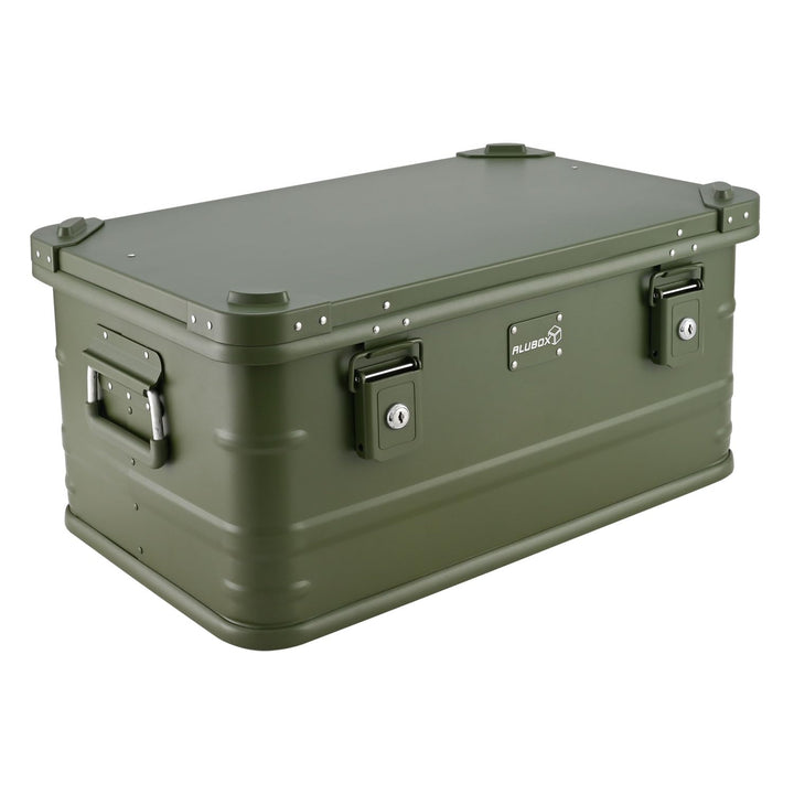 Alubox Alukiste abschliessbar E47G OLIVGRÜN - Premium Lagerbox 47 Liter - Materialstärke 1mm - Decke