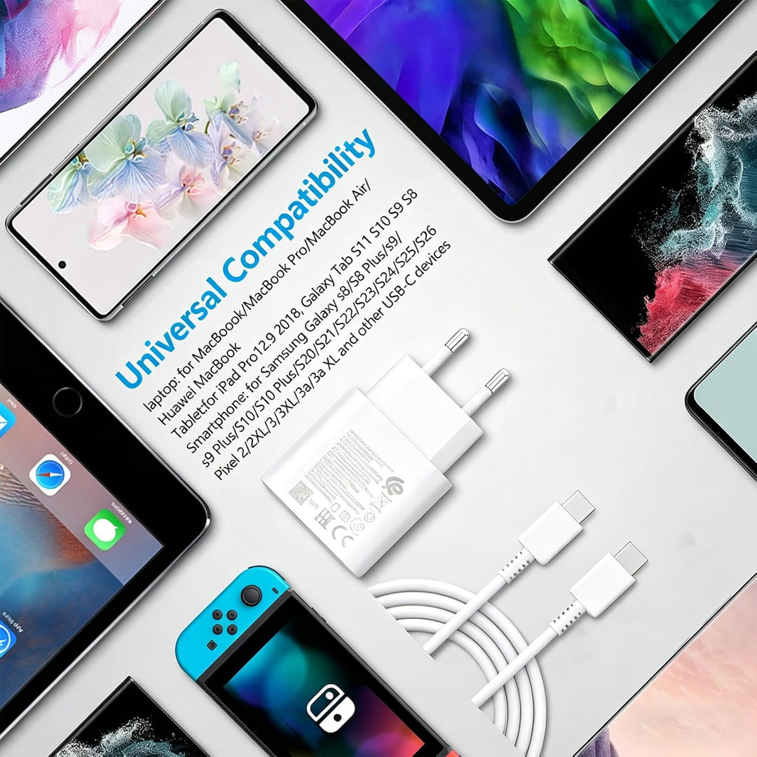 2er-Pack 25 Watt Schnellladegerät Ladekabel für Samsung Galaxy S26 S25 S24 S23 S22 S21 S20 FE Ultra