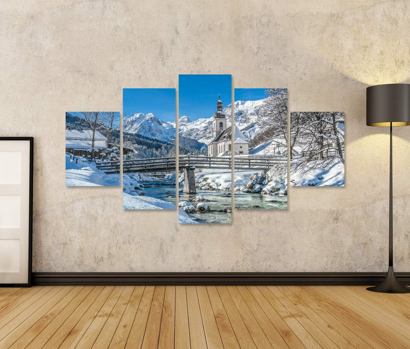 Bild auf Leinwand Panorama Blick Auf Malerische Winterlandschaft In Den Bayerischen Alpen Mit Berühm