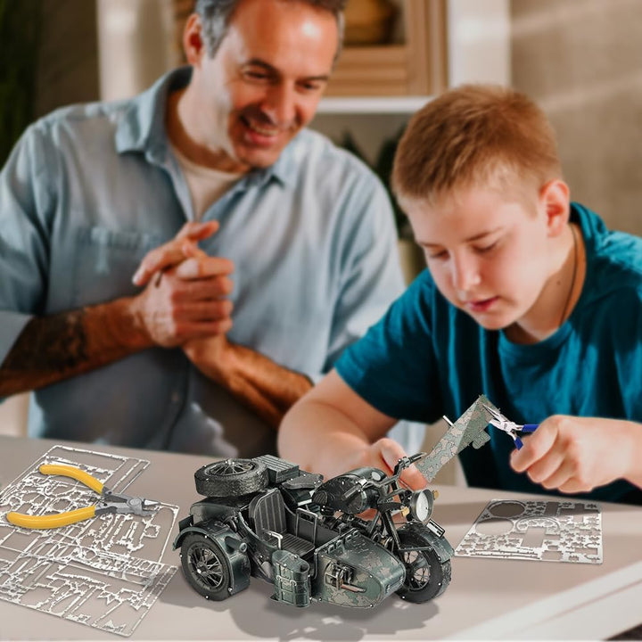 piececool 3D Puzzle Metall Motorradmodell Dreirädrige Motorräder, 3D Metall Puzzle für 340 Edelstahl