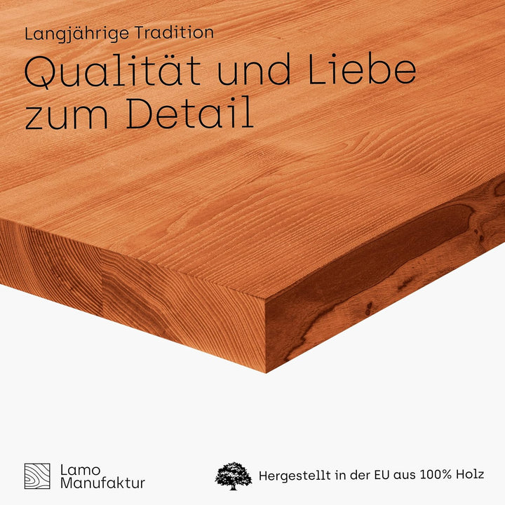 LAMO Manufaktur Holzplatte für Wohnzimmertisch Küchentisch Kücheninsel, Tischplatte Massivholz 100x6