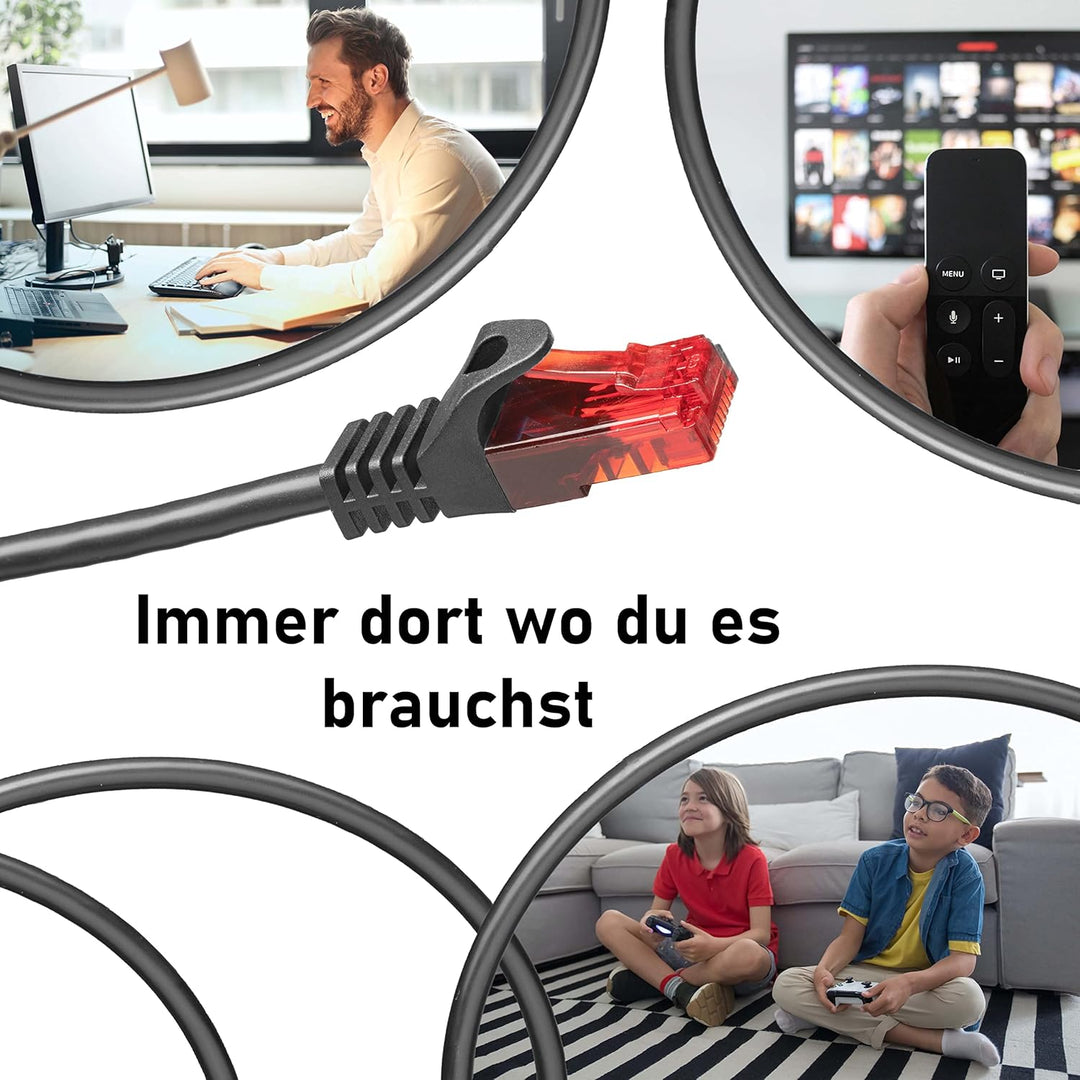 BIGtec - 10 Stück - 10m Gigabit Netzwerkkabel Patchkabel Ethernet LAN DSL Patch Kabel schwarz (2x RJ