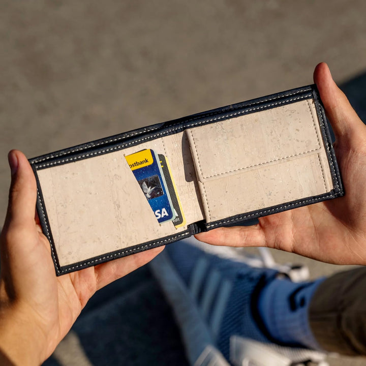 Locklair Sleek Wallet aus veganem Korkleder, Männer Geldbörse mit RFID-Schutz, Herren Portemonnaie K
