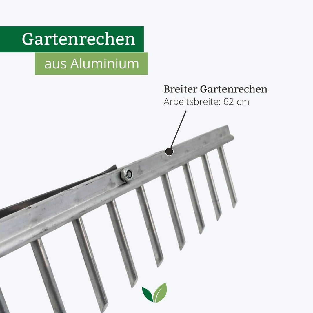 Rekord Aluminium Rechen leicht mit 16 Zinken Breite 62 cm - ohne Stiel, Rechen, Gartenrechen, Laubre