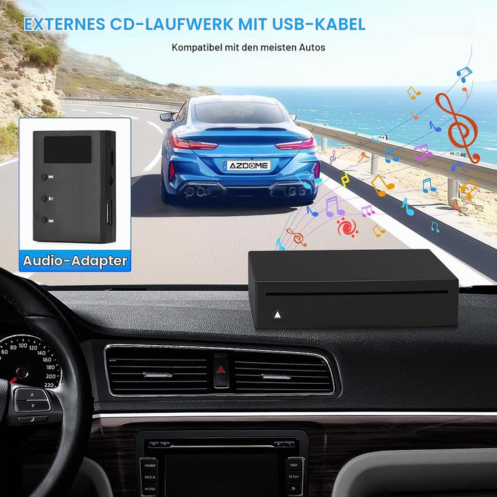 Lnopever CD Player Auto USB Anschluss,USB 2.0-Schnittstelle Autoradio CD/DVD Dish Box Player Externe