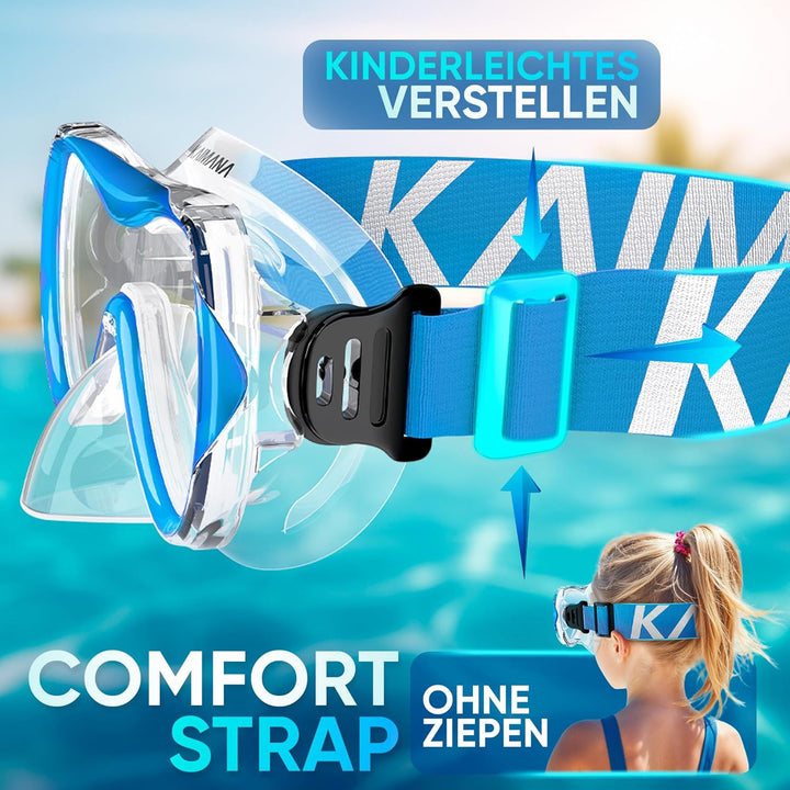 Das Neue KAIMANA® SeaExplorer Schnorchelset Kinder + Tragetasche, Taucherbrille mit Schnorchel, Tauc