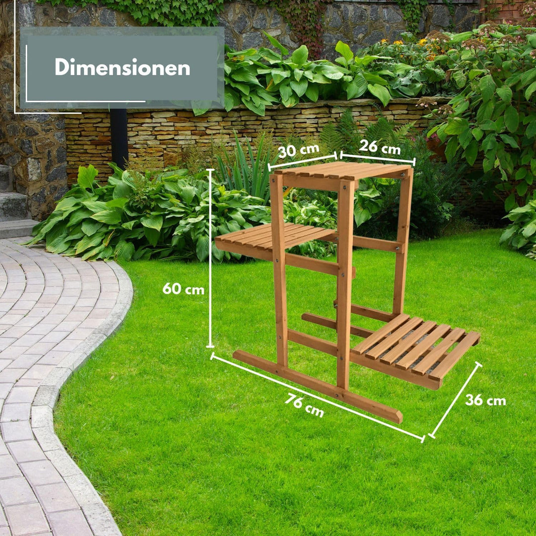 Pflanzenregal Perry Holz Blumenregal 3 Etagen Blumentreppe für Garten Balkon Terrasse oder Innenräum
