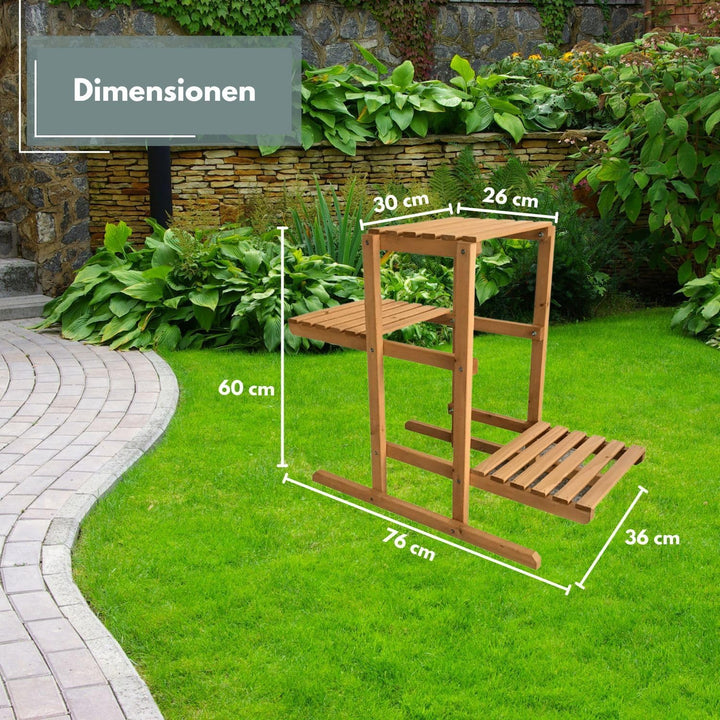 Pflanzenregal Perry Holz Blumenregal 3 Etagen Blumentreppe für Garten Balkon Terrasse oder Innenräum