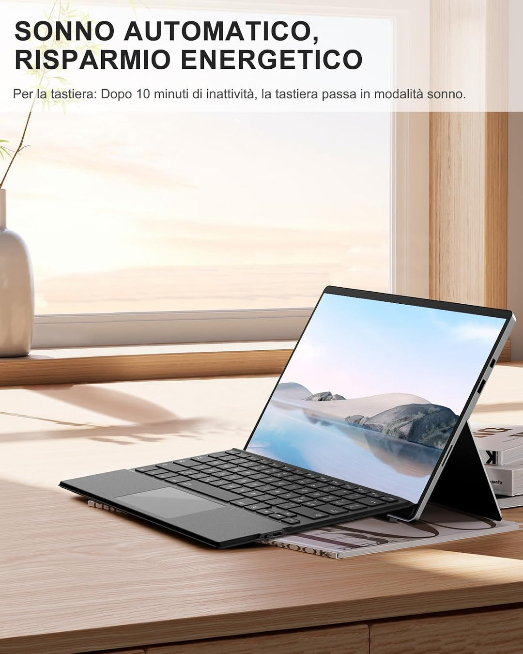 MoKo Tastatur für Microsoft Surface Pro 7 Plus/7/6/5/4/3, Grigio | Bluetooth Spanisch QWERTY Layout