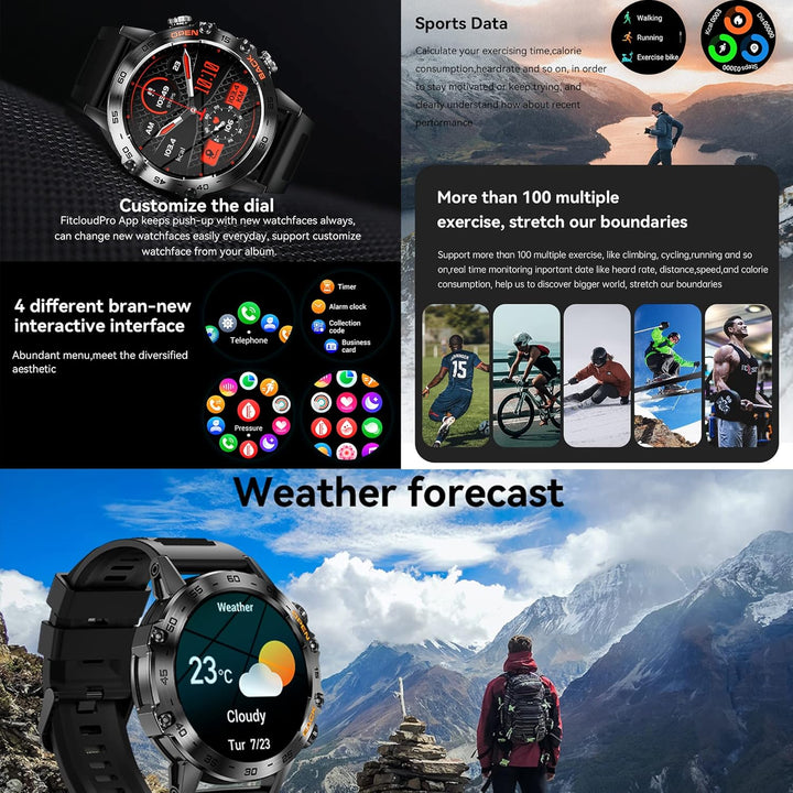 ZPIMY Smartwatch Herren mit Telefonfunktion, 1,39” AMOLED 5ATM Fitnessuhr mit Schlafmonitor, Schritt