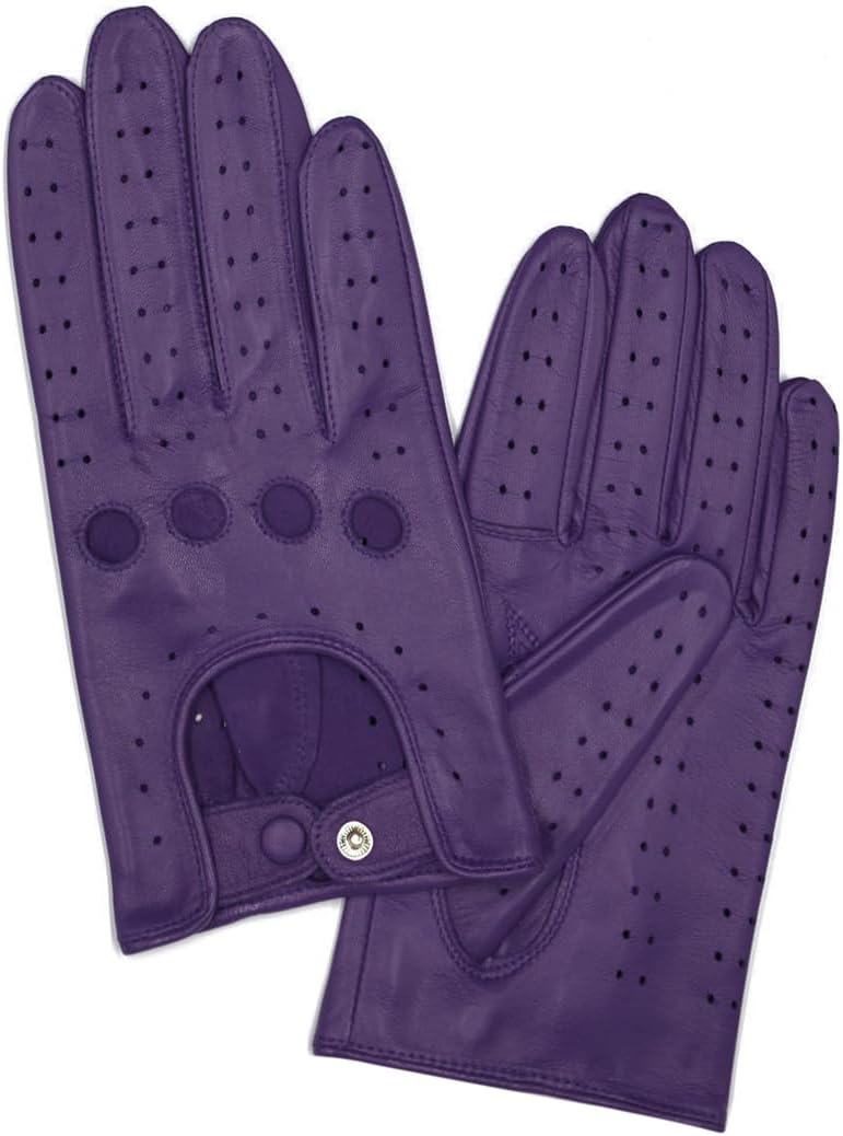 Harssidanzar Damen Sommer Leder Fahrhandschuhe Lammfell Fahrhandschuhe GL009EUA Violett(touchscreen)