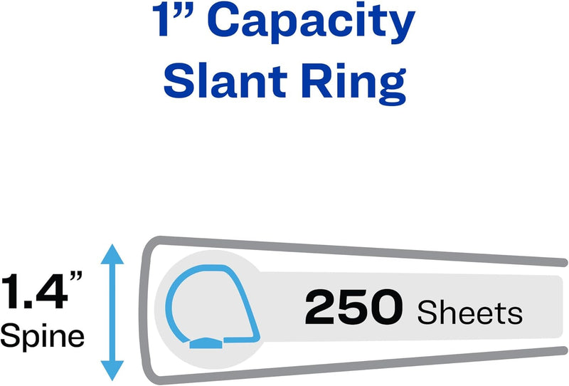 Avery Heavy Duty View 3 Ring Binder, 1" One Touch Slant Ring, Holds 8.5" x 11" Paper, 4 White Binder