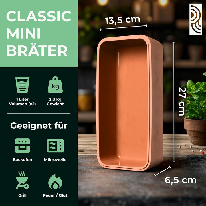 myromy® Brick Classic Signature Edition – Mini-Bräter aus Keramik – Brotbackform & Auflaufform mit k