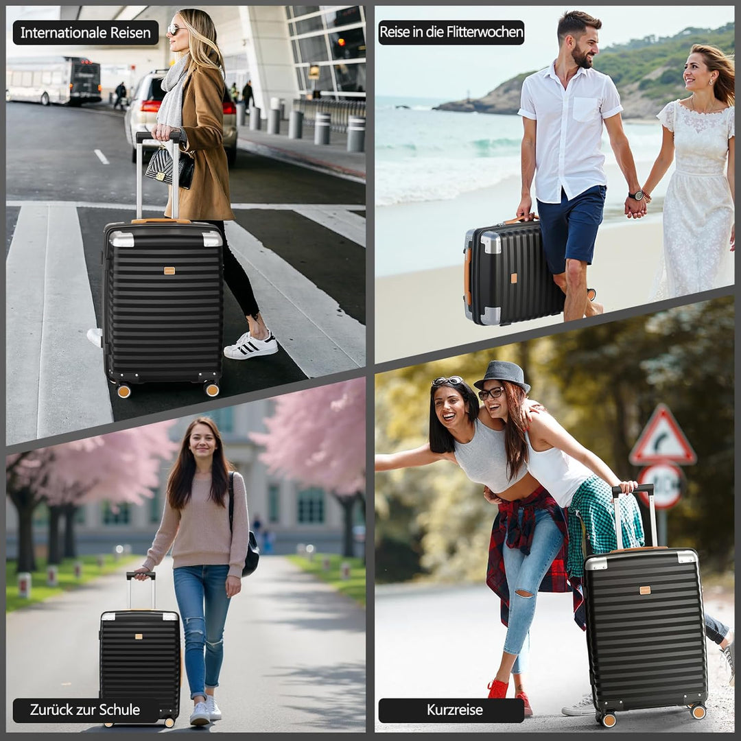 Joyway Koffer Trolley Reisekoffer von PP Hartschalen Trolley mit 360° Doppelrollen und TSA Schloss f