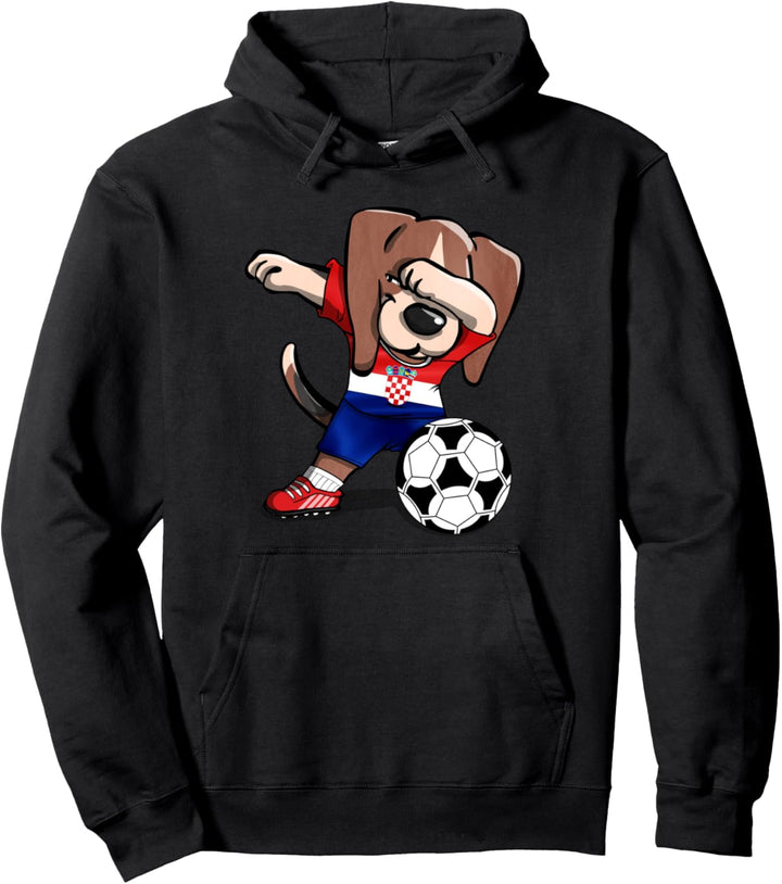 Dabbing Beagle Kroatien Fussball Fans Trikot Kroatischer Fussball Pullover Hoodie