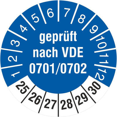 500 Prüfetiketten 18 mm Geprüft nach VDE 0701/0702 2025 bis 2030 Prüfplaketten 500 18mm Durchmesser,