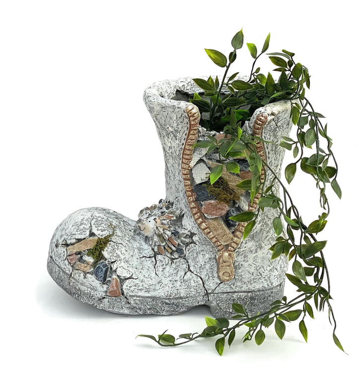 DanDiBo Pflanztopf Stiefel aus Magnesia Blumentopf 32 cm wetterfest frostfest 715432 Pflanzgefäss Üb