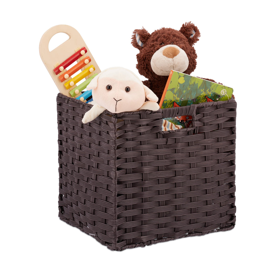 Relaxdays Aufbewahrungskorb, quadratischer PP-Korb für Bad u. Kinderzimmer, Regalkorb geflochten, 31