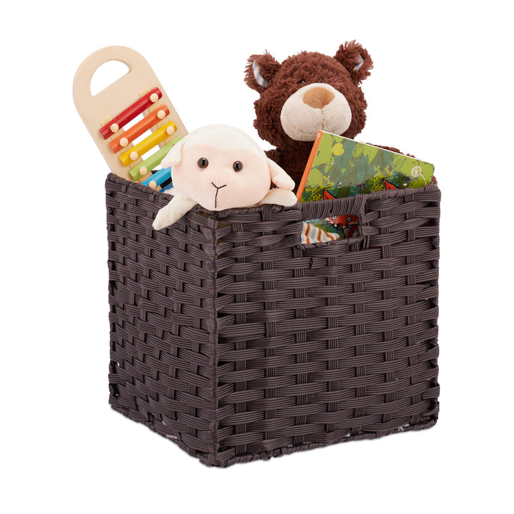 Relaxdays Aufbewahrungskorb, quadratischer PP-Korb für Bad u. Kinderzimmer, Regalkorb geflochten, 31