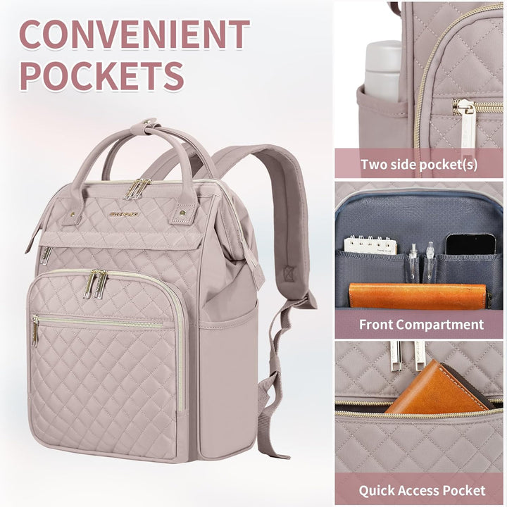 EMPSIGN Laptop Rucksack Damen mit Laptopfach 17 Zoll, Laptop Rucksack Schulrucksack Mit USB Ladeansc