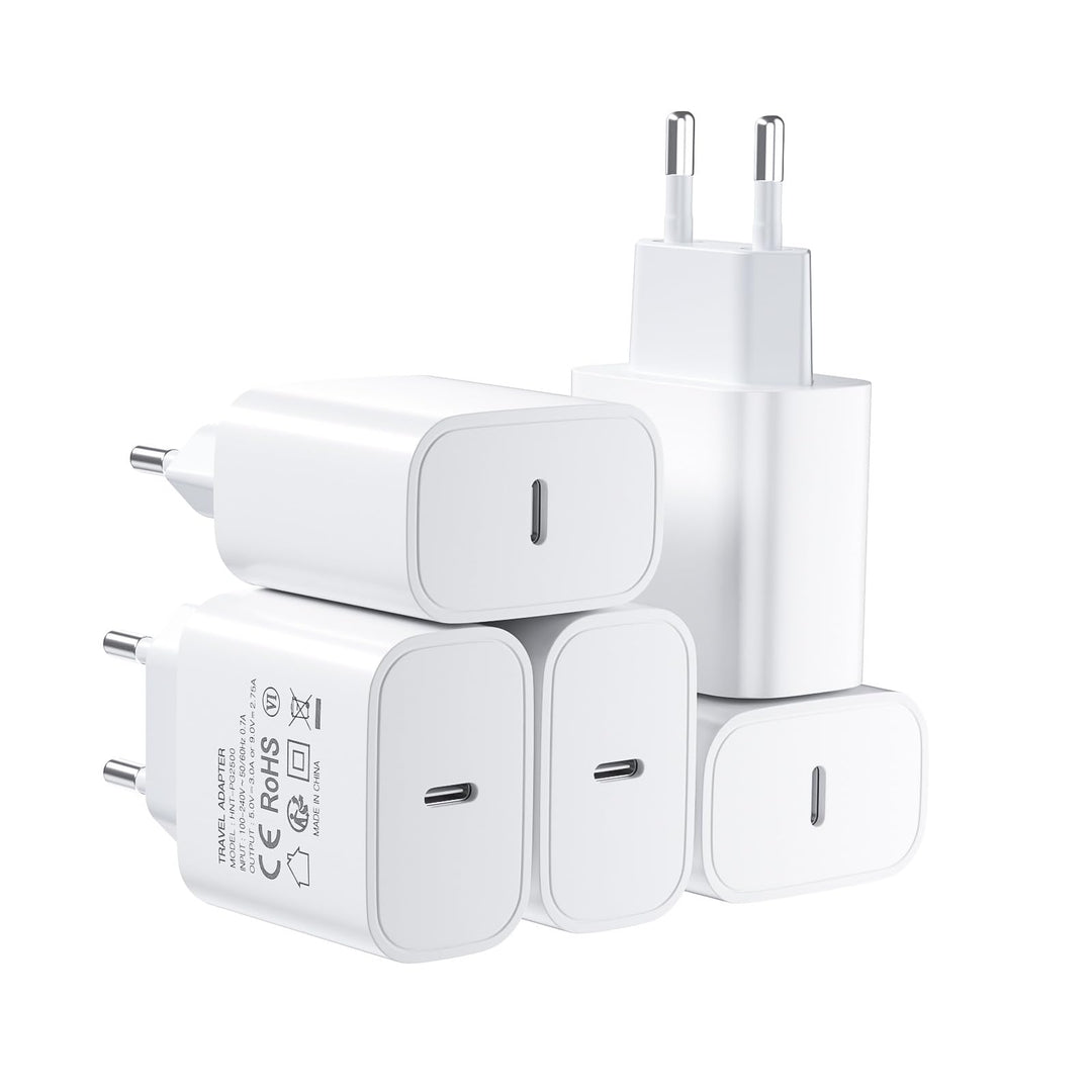 USB C 25W Ladegerät, 5er-Pack Schnellladegerät PD3.0 Stecker Typ C Handy Netzteil Wand-Ladegerät Kom