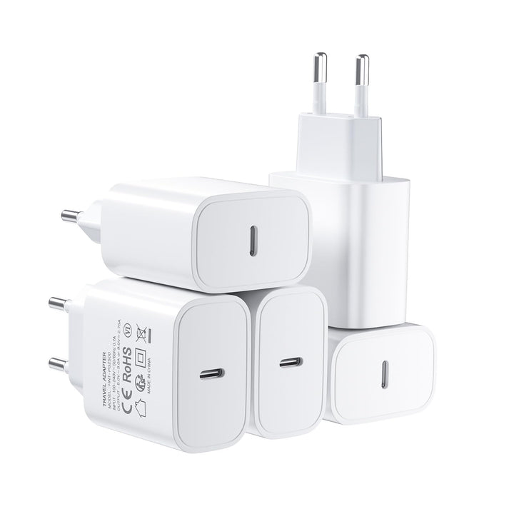 USB C 25W Ladegerät, 5er-Pack Schnellladegerät PD3.0 Stecker Typ C Handy Netzteil Wand-Ladegerät Kom