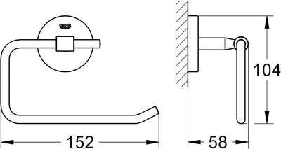 GROHE Bau Cosmopolitan - WC-Papierhalter (Material: Metall, verdeckte Befestigung, zum bohren oder k