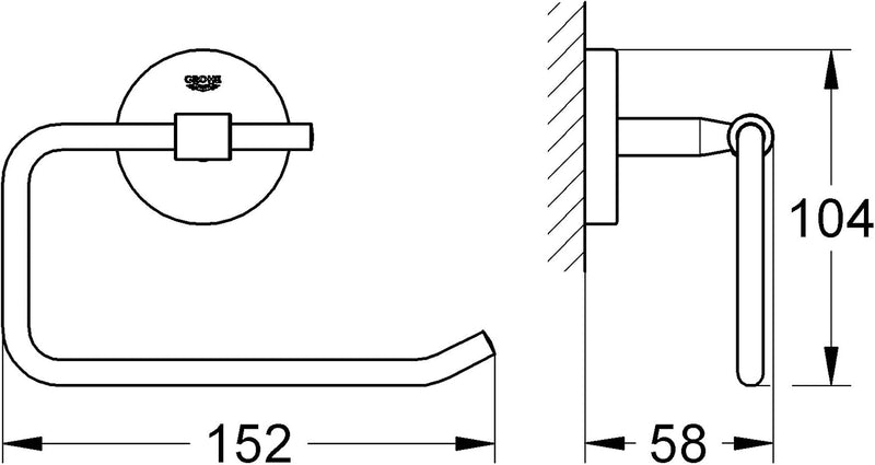 GROHE Bau Cosmopolitan - WC-Papierhalter (Material: Metall, verdeckte Befestigung, zum bohren oder k