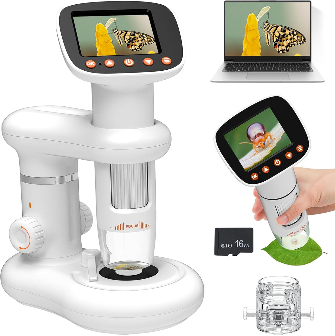 Mikroskop für Kinder 1000x Zoom Microscope 2" LCD Bildschirm Digitalmikroskop Tragbar Kindermikrosko