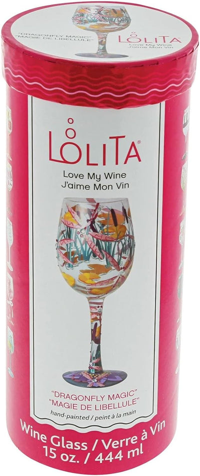 Lolita 6009218 Designs Dragonfly Magic Artisan handgemaltes Weinglas, 440 ml