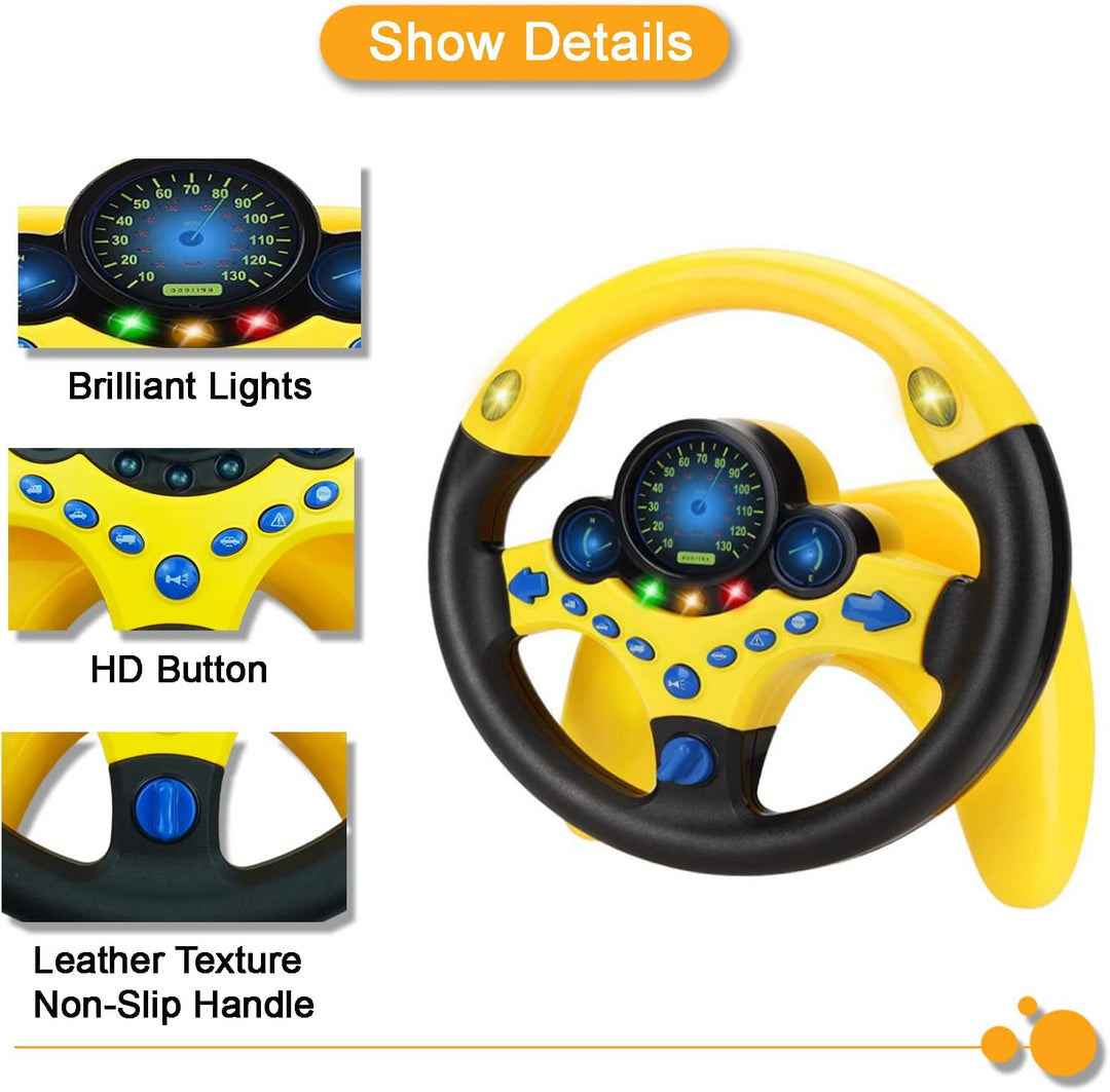 RedCrab Kinder Lenkrad Spielzeug, 360° Rotation Simulierter Tragbarer Controller mit Klang und Musik