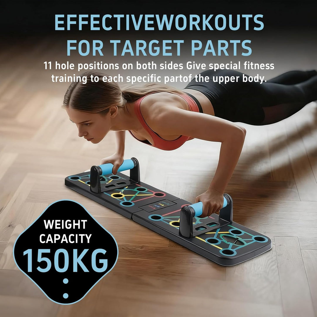 Liegestütz-Werkzeug, Push-Up-Griff, klappbares Push-Up-Board mit 2 Zugseilen, 41 kombinierte Positio