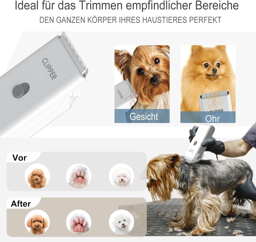 ENSSU Hundeschermaschine, kabelloses, wiederaufladbares Hundepflege-Set Katzenhaarschneidemaschine f