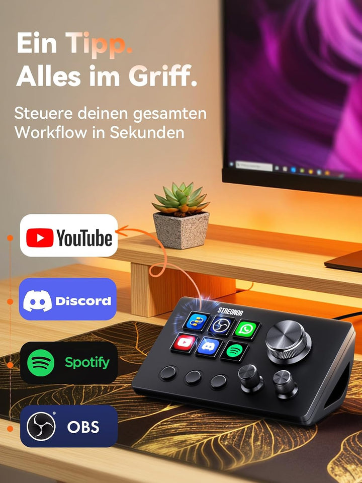 Streonor Stream Controller S6 Studio Deck mit Tasten Reglern &amp; Szenen Schwarz, Schwarz