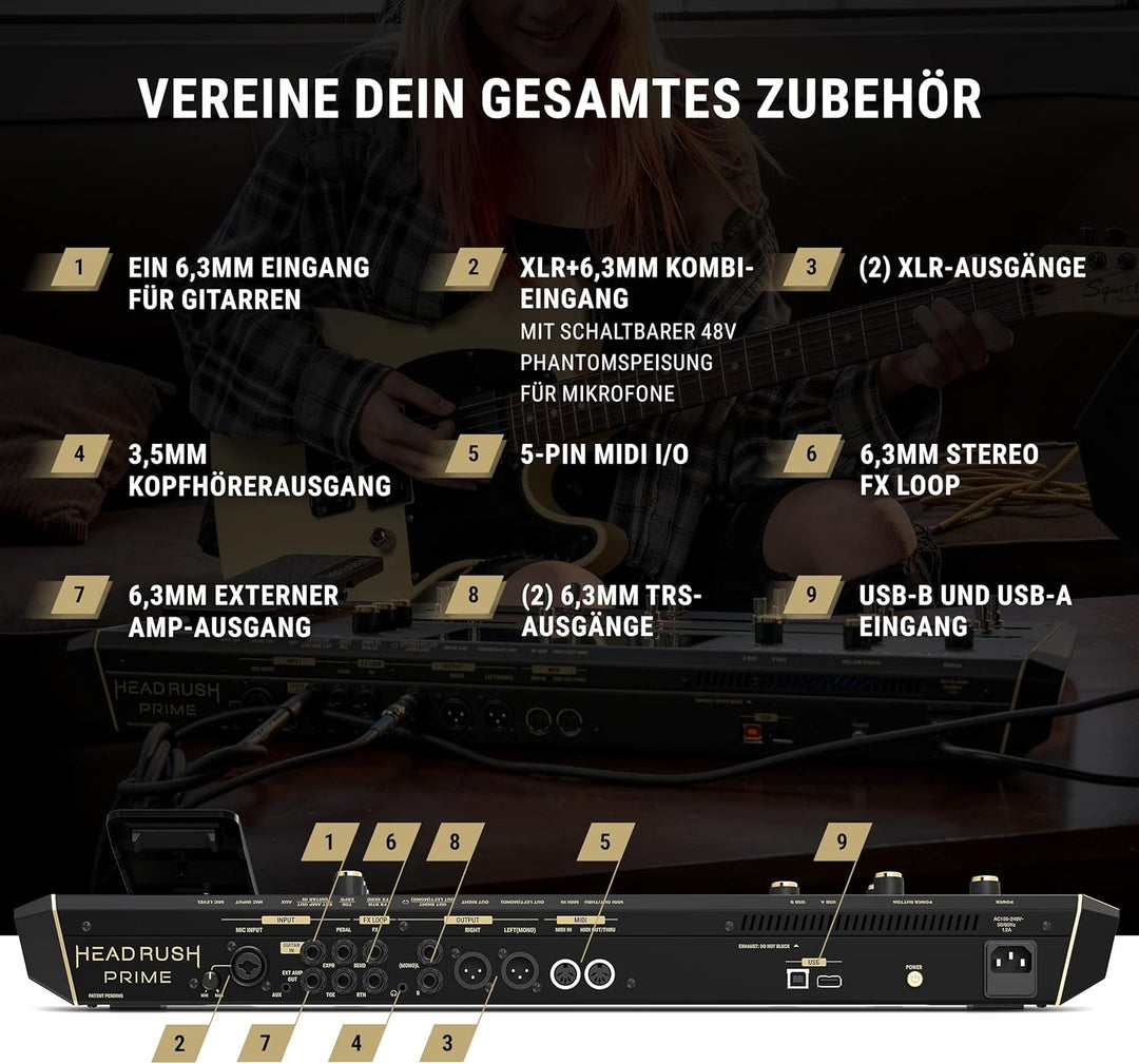 HeadRush Prime - Gitarren &amp; Vocal Multi-Effekt-Pedal, Modelling-Prozessor mit Amp Cloner, Antares Au