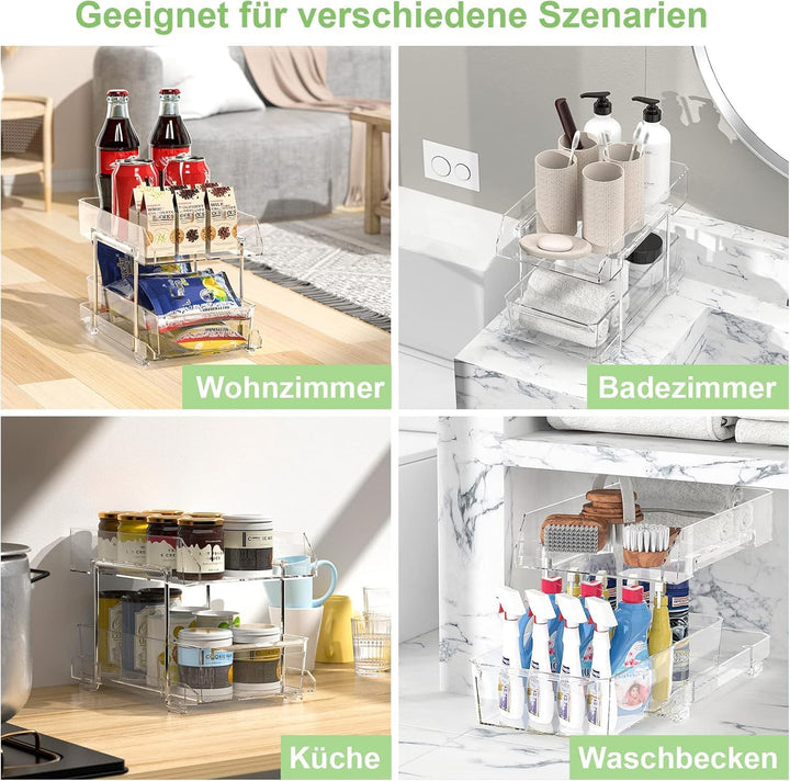 Polegas 2 Etagen Schrank Organizer Küche, Unter Waschbecken Regal, Kühlschrank Organizer, Spülschran