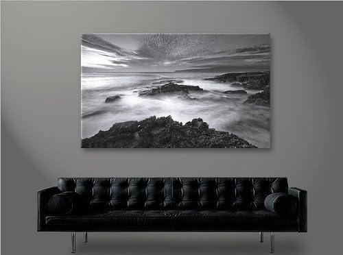 islandburner Bild Bilder auf Leinwand Atmo Strand Schwarz Weiss 1p XXL Poster Leinwandbild Wandbild