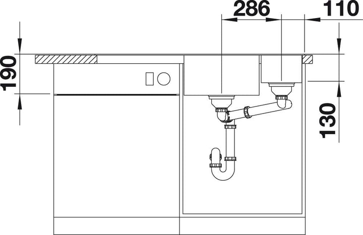 BLANCO AXIA III 6 S | SILGRANIT anthrazit | Einbauart: Einbau von Oben | Hauptbecken rechts | mit Ho