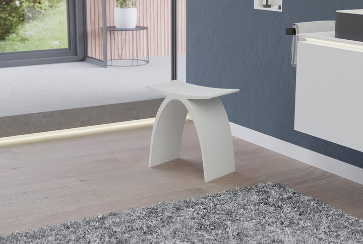 BERNSTEIN Badhocker PB4001 – Duschhocker aus Mineralguss, weiss matt, 43x43x23,5 cm, vielseitig als