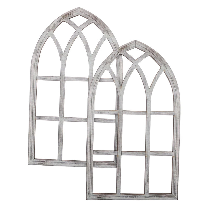 2 Stück Rustikaler Holz Fensterrahmen Wanddeko Gotischer Bogen Stil Dekorative Vintage Landhaus Fass
