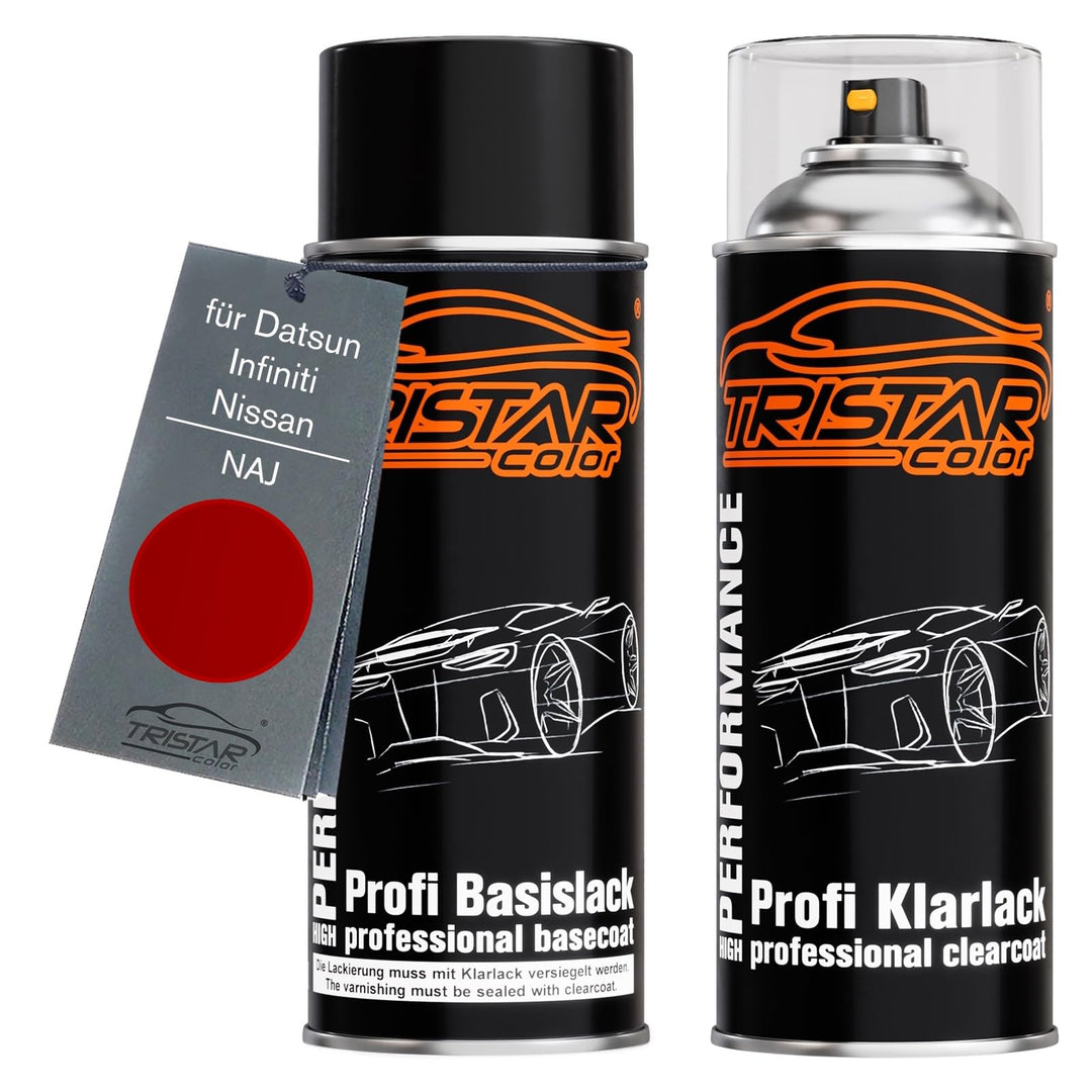 TRISTARcolor Autolack Spraydosen Set für Datsun/Infiniti/Nissan NAJ Magnetic Red Perl Basislack Klar