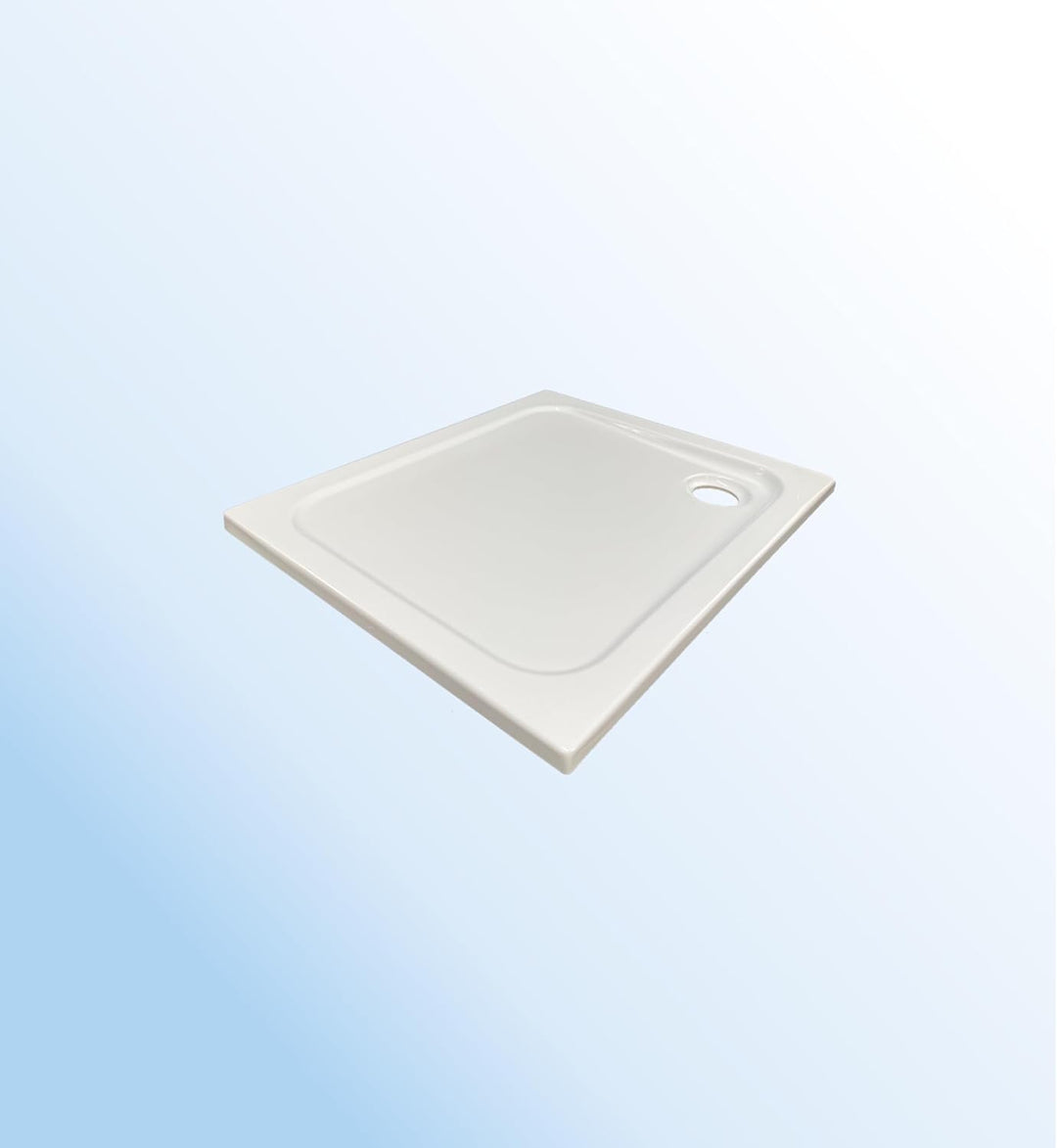 KOMPLETT-PAKET: Duschwanne 90 x 75 cm superflach 2,5 cm weiss Dusche mit GERADER UNTERSEITE Acryl +