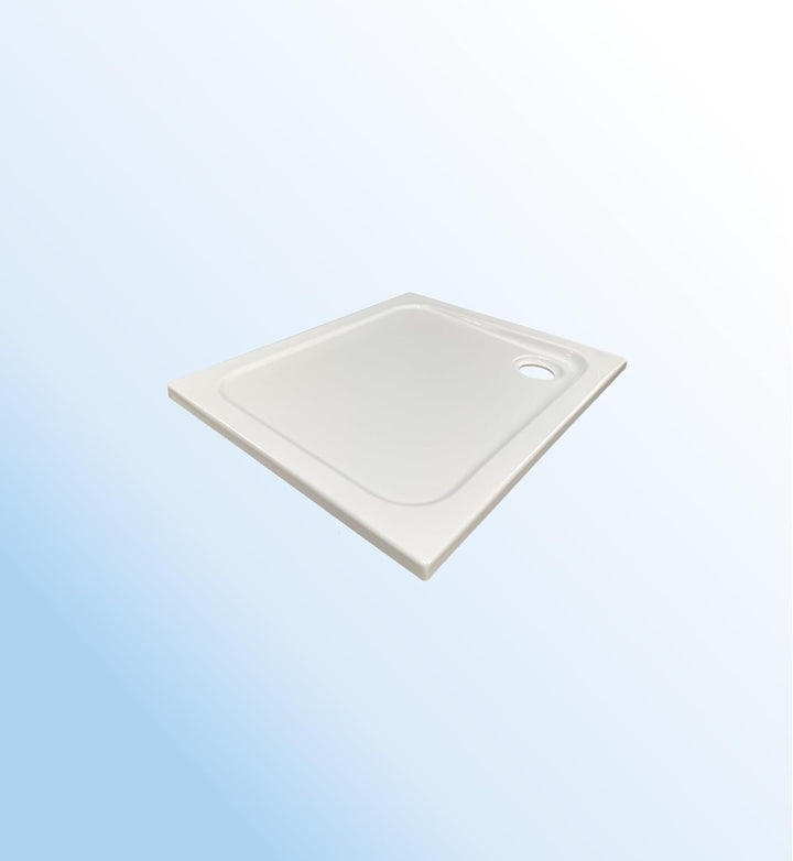 KOMPLETT-PAKET: Duschwanne 90 x 75 cm superflach 2,5 cm weiss Dusche mit GERADER UNTERSEITE Acryl +