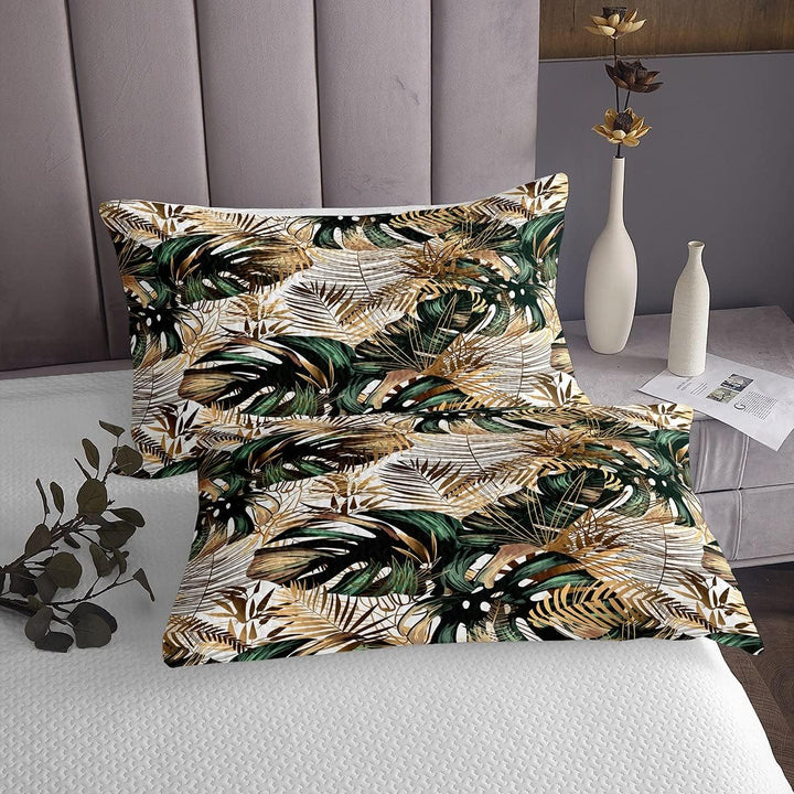 Sunnybed Gold Palmenblatt Tagesdecke Tropical Botanical Aquarell Retro Pflanzen Set 240x260 Für Kind