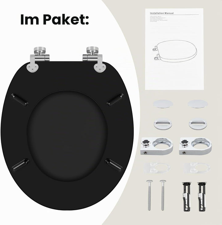 Toilettendeckel mit Absenkautomatik Holz, WC Sitz mit Quick-Release-Funktion für leichte Reinigung,