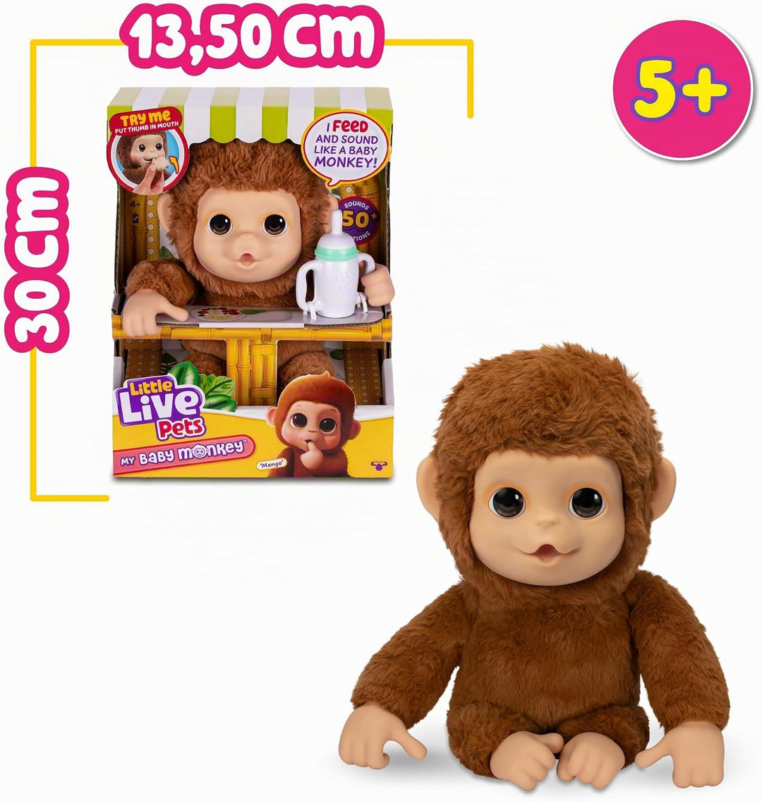 Little Live Pets - Mango, der interaktive AFFE, 50 interaktive Sounds und Mundbewegung, liebt das Ki