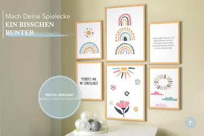 Papierschmiede® Bilder Kinderzimmer Kids Mood Poster Set Regenbogen, Gerahmte Bilder fürs Kinderzimm